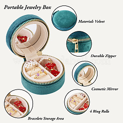 Portable Travel Round Velvet Jewelry Set Storage Zipper Boxes&nbsp;CON-TAC0001-11A