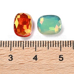 K9ガラスラインストーンカボション  多面カット  尖ったバック＆バックメッキ  長方形  ミックスカラー  10x8x4.5mm&nbsp;EGLA-F161-19A