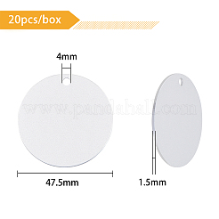 アルミペンダント  レーザーカットペンダント  フラットラウンド  空白タグのスタンプ  銀  47.5x1.5mm  穴：4mm  20個/箱&nbsp;ALUM-BC0001-46