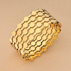 女性用フラットラウンド304ステンレススチールバングル  18KGP本金メッキ  内径：2-3/8インチ（6cm）&nbsp;FS-WGBA974-01