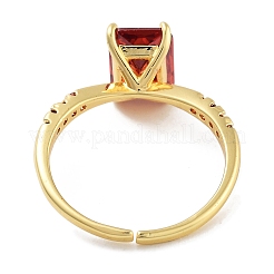 Rectangle Rack Plating Brass Micro Pave Cubic Zirconia Solitaire Ring&nbsp;RJEW-Z059-10G-02