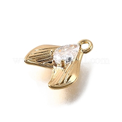 Brass Pave Clear Cubic Zirconia Charms&nbsp;KK-C096-14D-G