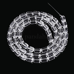 透明ガラスビーズ連売り  バレル  透明  6~6.5x4~5mm  穴：0.7~0.8mm  約64~65個/連  15.75~15.94''（40~40.5センチメートル）&nbsp;GLAA-T028-14T-05
