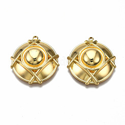ラックメッキ合金ペンダント  カドミウムフリー＆鉛フリー  半円  ライトゴールド  28x26x9mm  穴：1.6mm&nbsp;PALLOY-N175-17