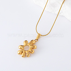 3Pcs Korean Style Stainless Steel Irregular Flower Pendant Necklaces for Office Casual Wear&nbsp;JJ9305