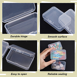 Ppプラスチックビーズ容器  ヒンジ付き蓋付き長方形ビーズ収納ケース  小物用  透明  7.5x5.15x2.1cm&nbsp;CON-WH0104-01A