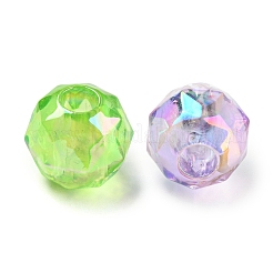 透明 UV メッキ レインボー虹色アクリル ヨーロピアン ビーズ  大穴ビーズ  ラウンド  ミックスカラー  16.5x15.5mm  穴：6mm&nbsp;MACR-P040-04