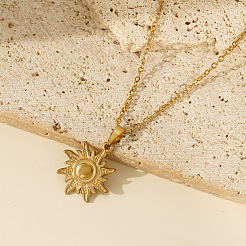 Vintage 306 Stainless Steel Sun Pendant Necklaces for Women&nbsp;IP0295