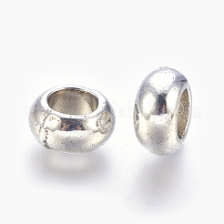 チベット風合金ビーズ  カドミウムフリー＆鉛フリー  ドーナツ  アンティークシルバー  10x4mm  穴：6mm&nbsp;TIBE-R224-AS-LF