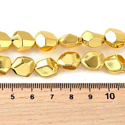電気メッキガラスビーズセット  ナゲット  フルメッキ  多面カット  黄金メッキ  12x10x7mm  穴：1mm  約37個/連  17.44''（44.3センチメートル）&nbsp;EGLA-V001-06A