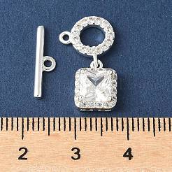 Brass Pave Clear Cubic Zirconia Toggle Clasps&nbsp;KK-A253-08S