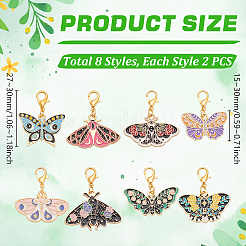 16Pcs 8 Styles Alloy Enamel Pendant Locking Stitch Markers&nbsp;HJEW-WH00165