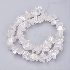 電気メッキ天然石クオーツクリスタルビーズ連売り  ナゲット  10~24.5x5.5~16x2~23mm  穴：1mm  約54~64個/連  15.1~15.9インチ&nbsp;G-F336-06A