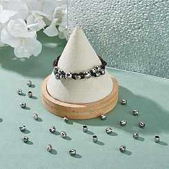 304ステンレススチールヨーロピアンビーズ  バレル大きな穴ビーズ  ステンレス鋼色  6x6mm  穴：4mm  100個/箱&nbsp;STAS-DC0015-66