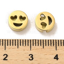 304ステンレススチールビーズ  フラットラウンド型のような表情  14KGP本金メッキ  8x2.8mm  穴：1.6mm&nbsp;STAS-L022-147G