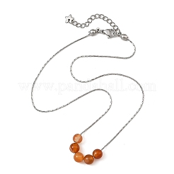Natural Mixed Stone Round Beads Pendant 304 Stainless Steel Boston Link Chain Necklaces&nbsp;NJEW-JN06550
