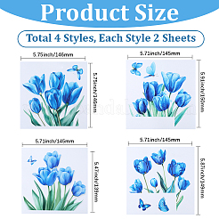 8袋4スタイルの花柄PVC寝室ホームデコレーションスイッチステッカー  ミックスカラー  139~150x145~146x0.2mm  2bags /セット&nbsp;DIY-GF0011-65C