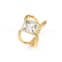 Brass Pave Cubic Zirconia Cuff Rings for Women&nbsp;RJEW-F186-05G