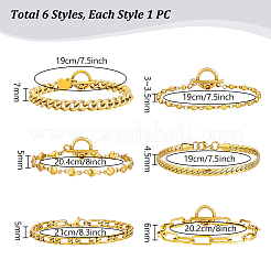 6Pcs 6 Styles Stainless Steel Chain Bracelets Kits&nbsp;BJEW-PH0004-47