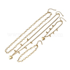 Heart 304 Stainless Steel Double Necklaces & Bracelets Sets for Women&nbsp;SJEW-F226-03G