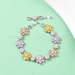 Platinum Tone Brass Micro Pave Cubic Zirconia Tennis Bracelets&nbsp;BJEW-B160-10P