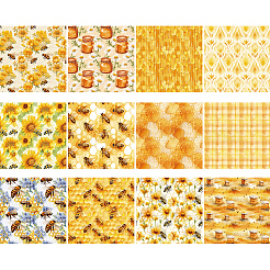 スクラップブックペーパーパッド  DIYアルバムスクラップブック用  背景紙  日記の装飾  正方形  きいろ  152x152x0.1mm  12スタイル  2個/スタイル  24個/セット&nbsp;DIY-WH20082-26C