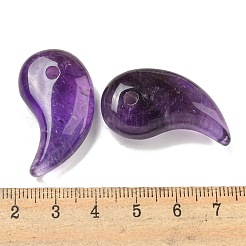 天然石アメジストペンダント  勾玉  34x19x10mm  穴：3mm&nbsp;G-K338-23C