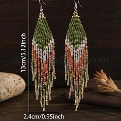 Bohemian Style Gradient Glass Beads Tassel Earrings&nbsp;QE2744