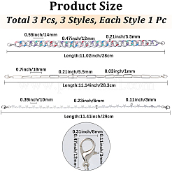 1 Set 3 Styles Iron Hat Chain with Lobster Claw Clasp&nbsp;HJEW-CN0001-31A