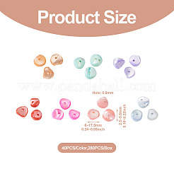 280個7色天然淡水シェルビーズ  染め  ナゲットチップス  ミックスカラー  2.5~5.5x6~17.5x5~8mm  穴：0.8mm  40個/カラー&nbsp;SHEL-FW0001-02