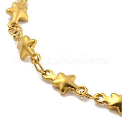 スター 304 ステンレススチール リンクチェーン ブレスレット 女性用  ゴールドカラー  8-7/8インチ（22.5cm）&nbsp;BJEW-B059-01G-03