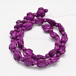 染め合成ターコイズビーズ連売り  ウミガメ  暗紫色  17x14x6mm  穴：1.5mm  約22個/連  14.2インチ&nbsp;G-M152-04-B
