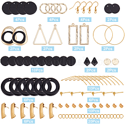 DIY幾何学模様のダングルイヤリング製作キット  シェルペンダントを含む  カイト＆リング＆トライアングルアクリルパーツ  合金フレームコネクター  201 ステンレススチールスタッドピアス金具  真鍮のピアスフック  ゴールドカラー  82個/箱&nbsp;DIY-SC0019-59
