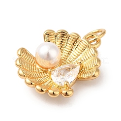 Rack Plating Brass Glass Imitation Pearl Pendants&nbsp;KK-B092-01G
