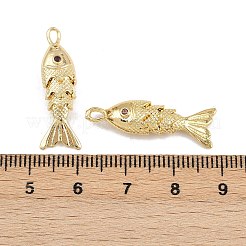 真鍮製マイクロパヴェキュービックジルコニアペンダント  魚のチャーム  ラックめっき  長持ちメッキ  鉛フリー＆カドミウムフリー  18KGP本金メッキ  27x8.5x5.5mm  穴：2.5x1.5mm&nbsp;KK-A269-01A-G