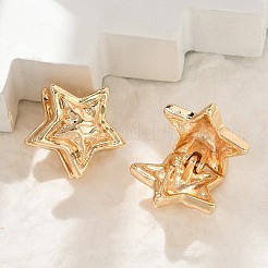 女性のための真鍮のフープピアス  スター  14KGP本金メッキ  23x18.5mm&nbsp;LS-EJEW-U041-08G