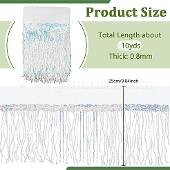 ポリエステルフリンジレーストリム  プラスチックのスパンコールのタッセル付き  衣料品用  ホワイト  9-7/8インチ（250mm）&nbsp;DIY-WH0671-008B