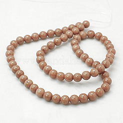 天然石馬山ジェイドラウンドビーズ連売り  染め  キャメル  4mm  穴：1mm  約98個/連  15.7インチ&nbsp;X-G-D263-4mm-XS27