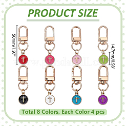 32Pcs 8 Styles Alloy Enamel Flat Round with Cross Pendant Decorations&nbsp;HJEW-WR00051