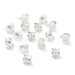 チベットスタイルの合金チューブベイル  ループベイル  保釈ビーズ  コラム  鉛フリー＆カドミウムフリー  銀  9x7x7mm  穴：2mm  約1250個/1000g&nbsp;TIBE-30047-S-RS