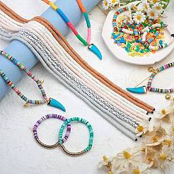 10 Strands 5 Colors Flat Round Handmade Polymer Clay Beads&nbsp;CLAY-SZ0002-01
