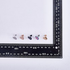 30個 15スタイル 304ステンレススチールスタッドピアス金具  穴とイヤーナット付き  テクスチャードハート  ミックスカラー  12x13mm  穴：1.5mm  ピン：0.7mm  2個/スタイル&nbsp;STAS-SZ0002-74