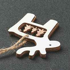 Christmas Theme Natural Wood Pendant Decorations&nbsp;HJEW-P010-14