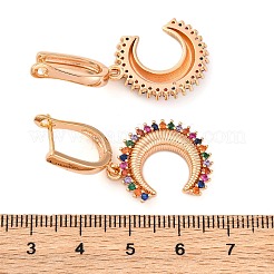 Brass Micro Pave Cubic Zirconia Hoop Earrings&nbsp;EJEW-K300-50G-01