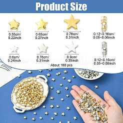 180 個 6 スタイル ccb プラスチックビーズ  スター  ミックスカラー  5.5~9x6~10x3~4mm  穴：1.2~1.6mm  30個/スタイル&nbsp;CCB-YW0001-51