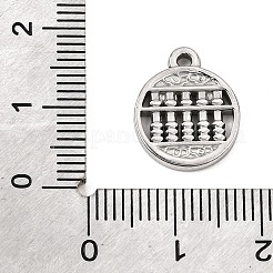 304ステンレスペンダント  そろばんのチャームが付いたフラットラウンドいもの  ステンレス鋼色  15.5x12.5x2mm  穴：1.2mm&nbsp;SA-CBA0563-35P