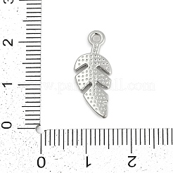 ラックメッキ合金マイクロパヴェラインストーンペンダント  葉  プラチナ  21x9x2mm  穴：1.6mm&nbsp;FIND-K020-01P