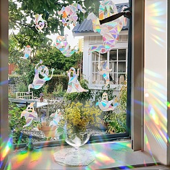 Halloween Ghost Rainbow Prism Electrostatic Window Stickers&nbsp;PW-WG9D1AB-01