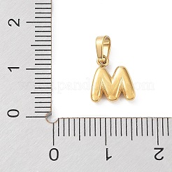 316lサージカルステンレススチールチャーム  レターチャーム  ゴールドカラー  文字m  10x9x2.5mm  穴：2.5x4.5mm&nbsp;STAS-G315-01G-M
