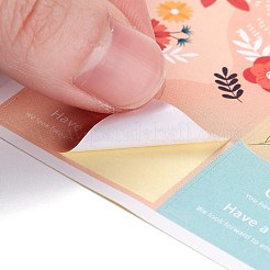 ありがとうステッカー  粘着紙ギフトタグステッカー  単語と花の模様の長方形  プレゼント用  梱包袋  ミックスカラー  9x3x0.01cm  3pcs /シート&nbsp;DIY-P049-F01